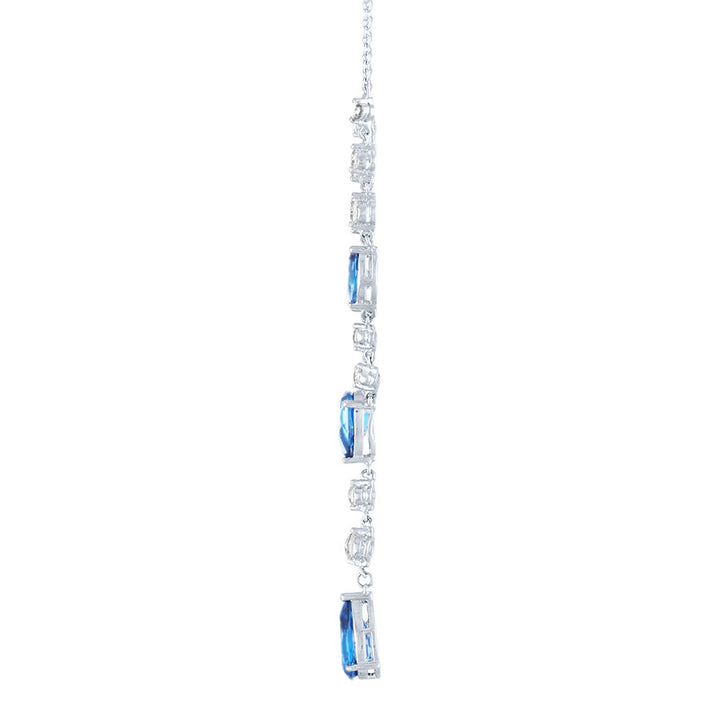 Blue Topaz & Lab Created White Sapphire Necklace in Sterling SIlver