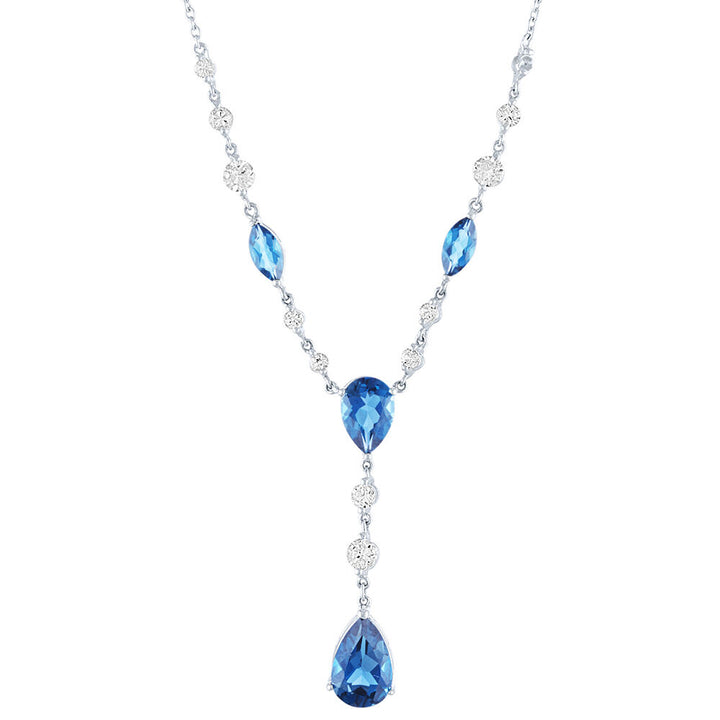 Blue Topaz & Lab Created White Sapphire Necklace in Sterling SIlver