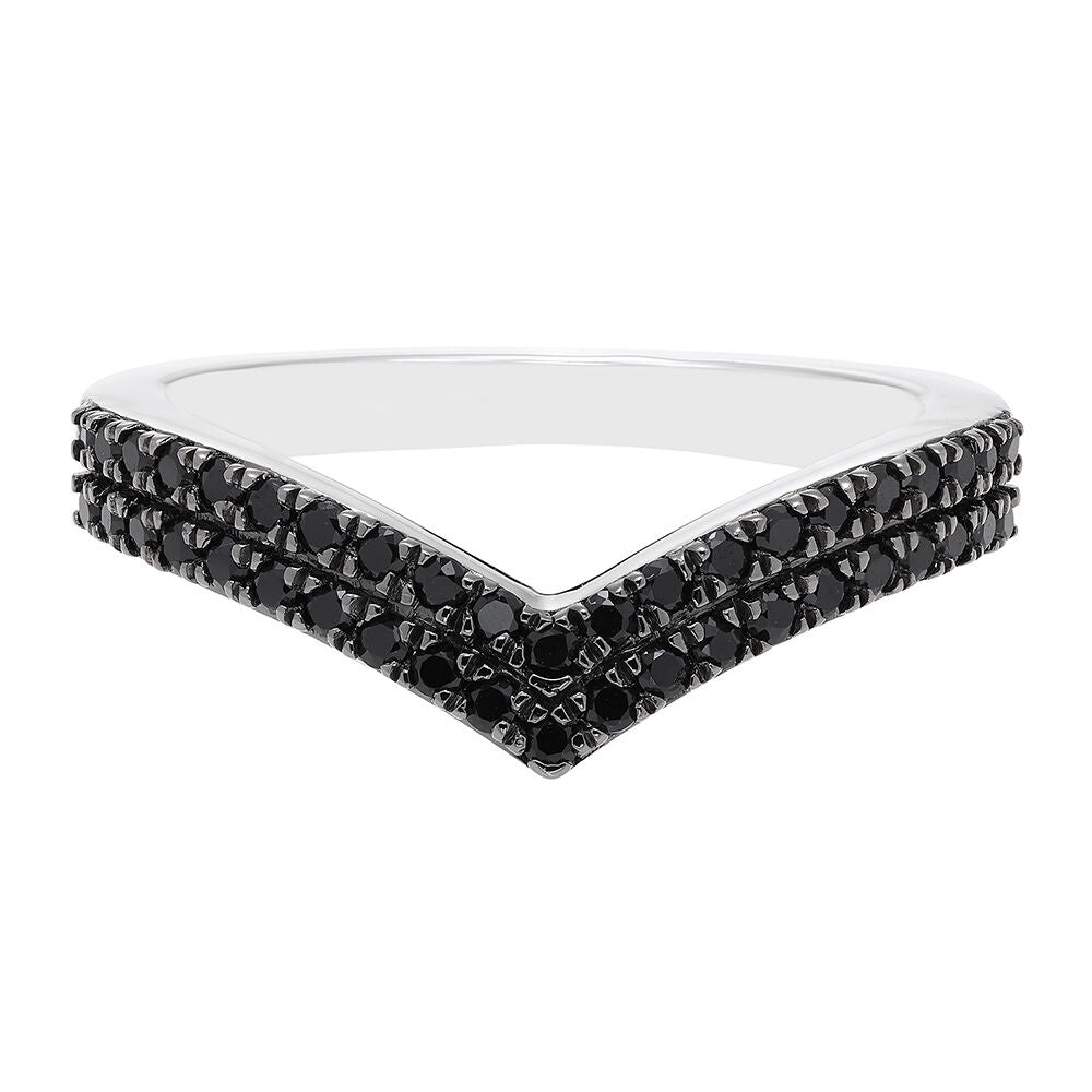 1/3 ct. tw. Black Diamond Chevron Ring in Sterling Silver