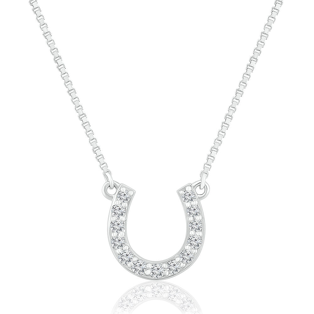1/8 ct. tw. Diamond Horseshoe Pendant in Sterling Silver