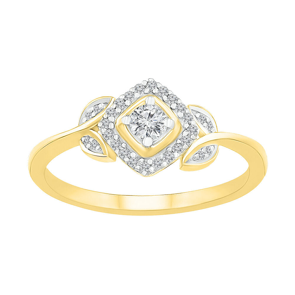 1/5 ct. tw. Diamond Flower Promise Ring in 10K Yellow Gold
