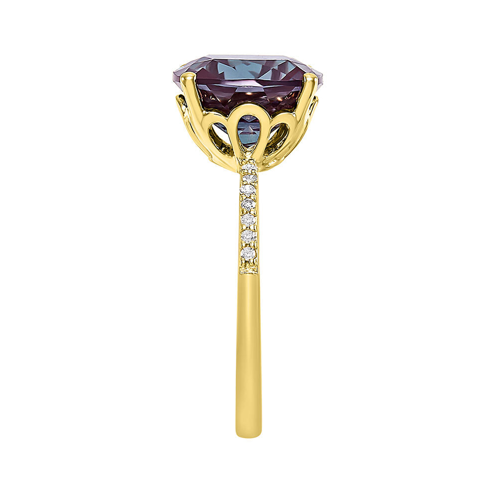 Cushion-Cut Lab Created Alexandrite Ring in 10K Yellow Gold