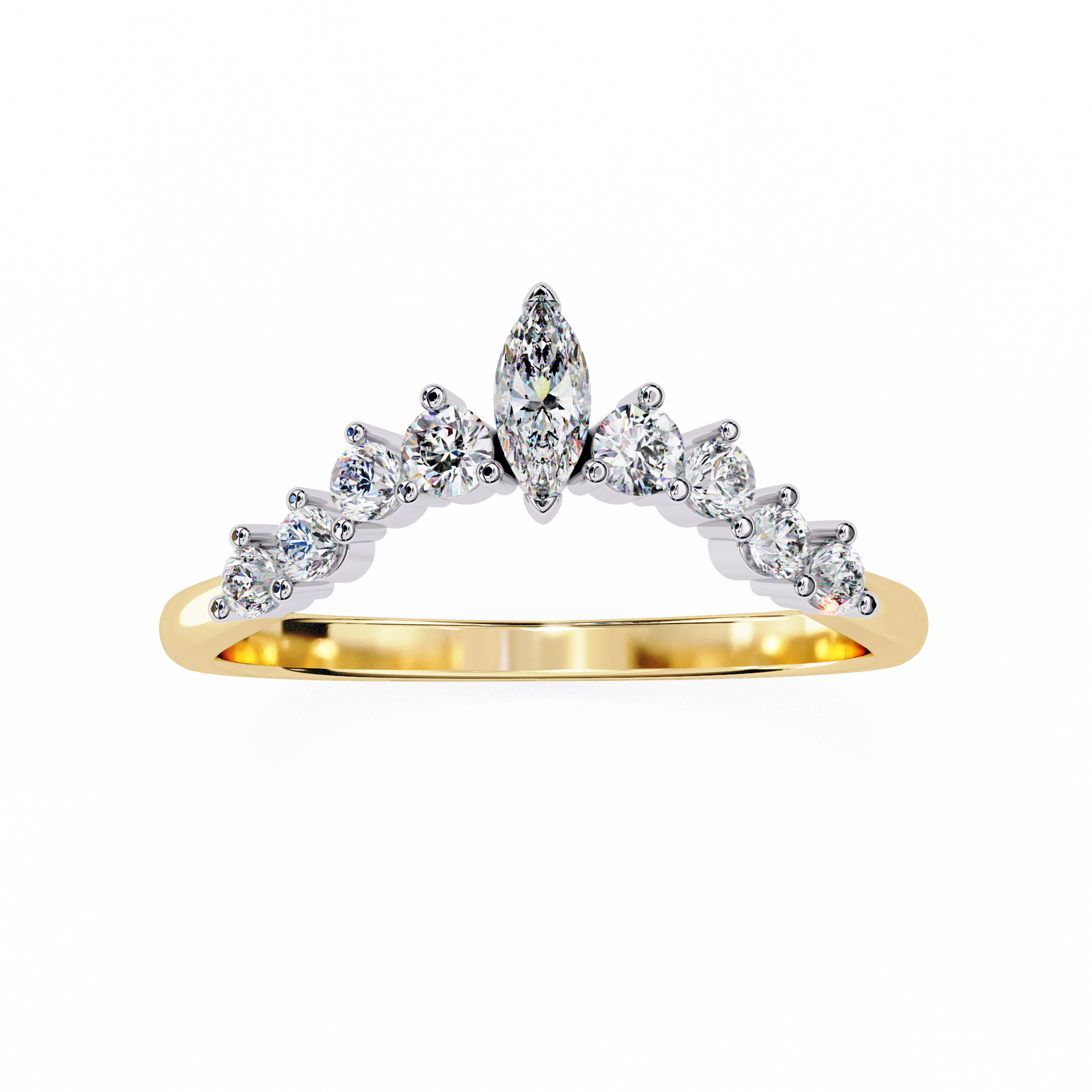 Marquise-Cut Lab-grown Diamond Antique Band in 10K White Gold