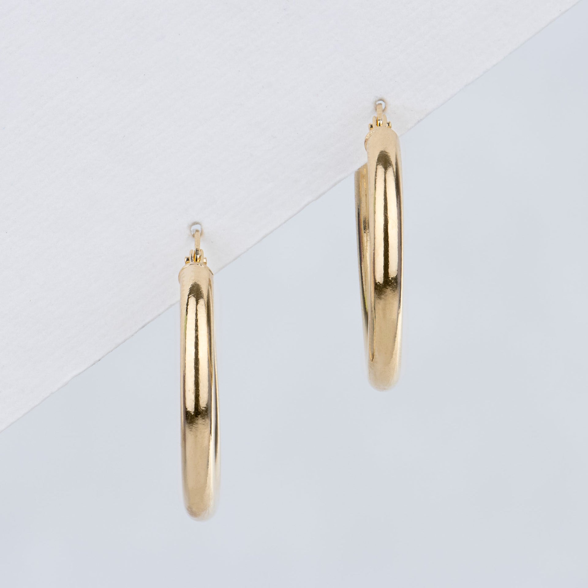 14K Yellow Gold 25MM Tube Hoops