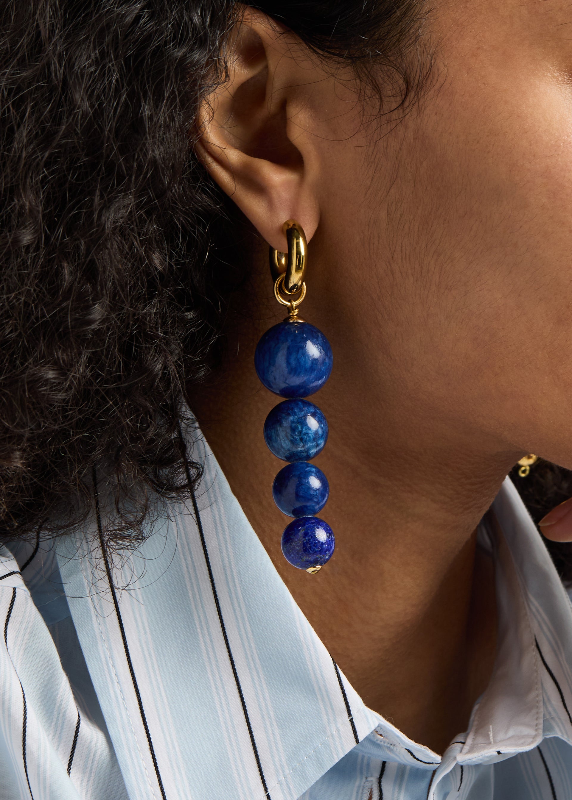 Mismatched 24kt gold-plated hoop earrings