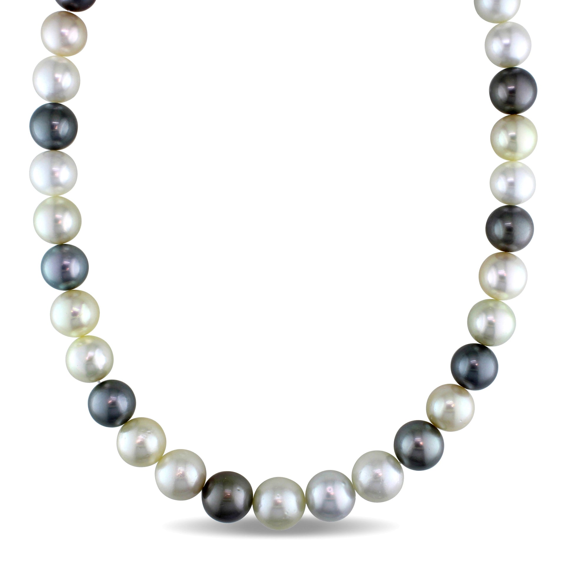 10-12.5mm Multi-Colored South Sea and Tahitian Pearl Strand Necklace with 14k Yellow Gold Clasp
