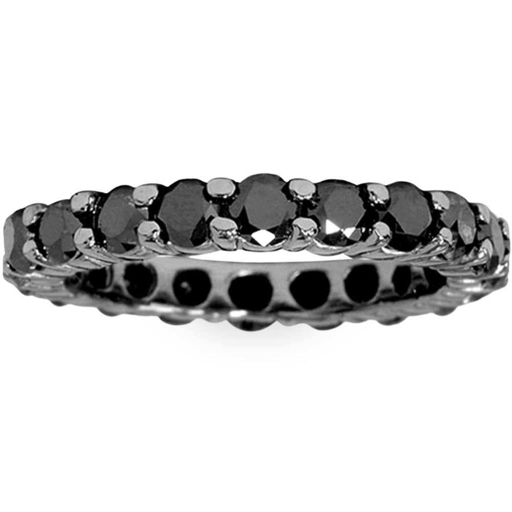 2 CT Black Diamond Eternity Ring 10K Black Gold