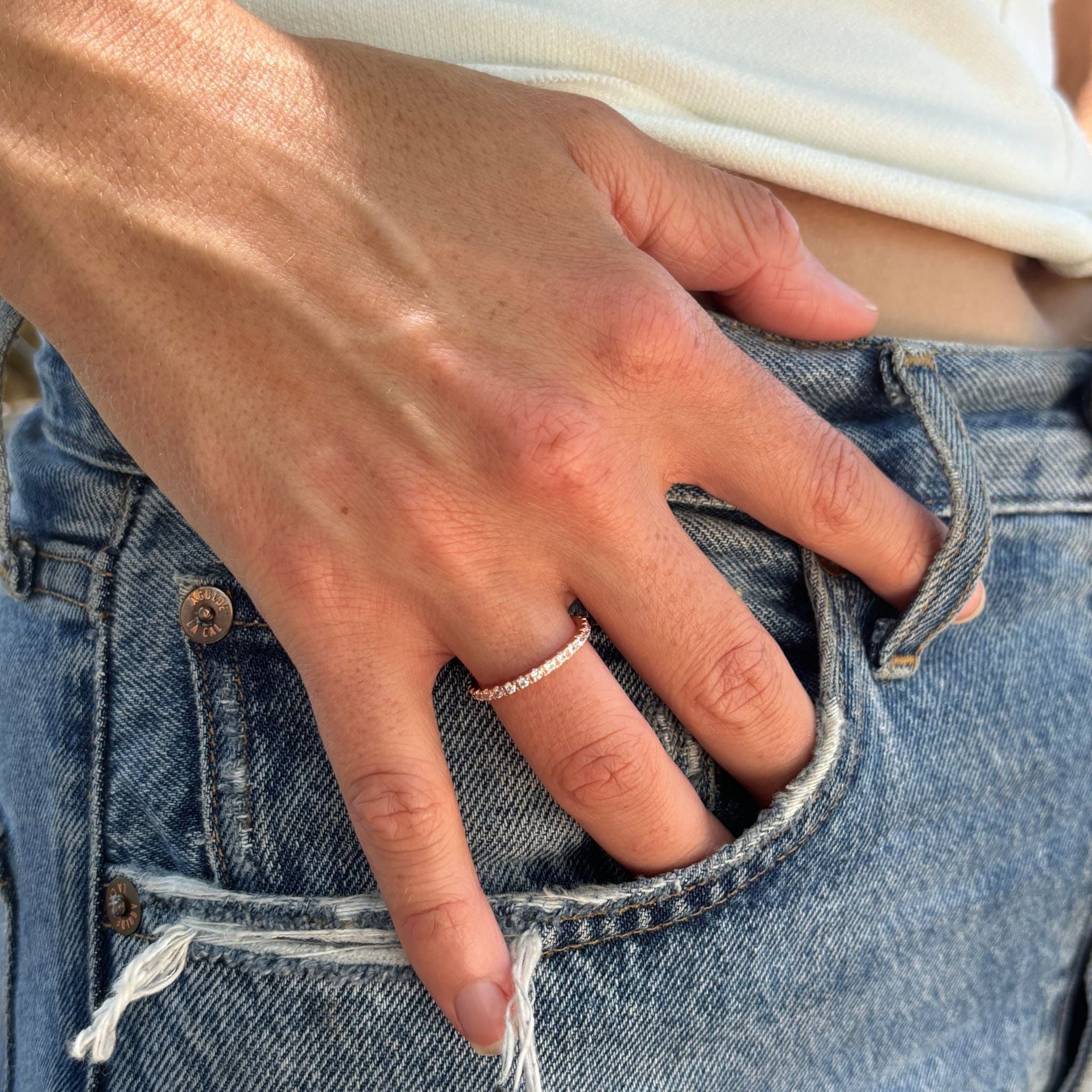 Adornia Crystal Eternity Band Ring rose gold