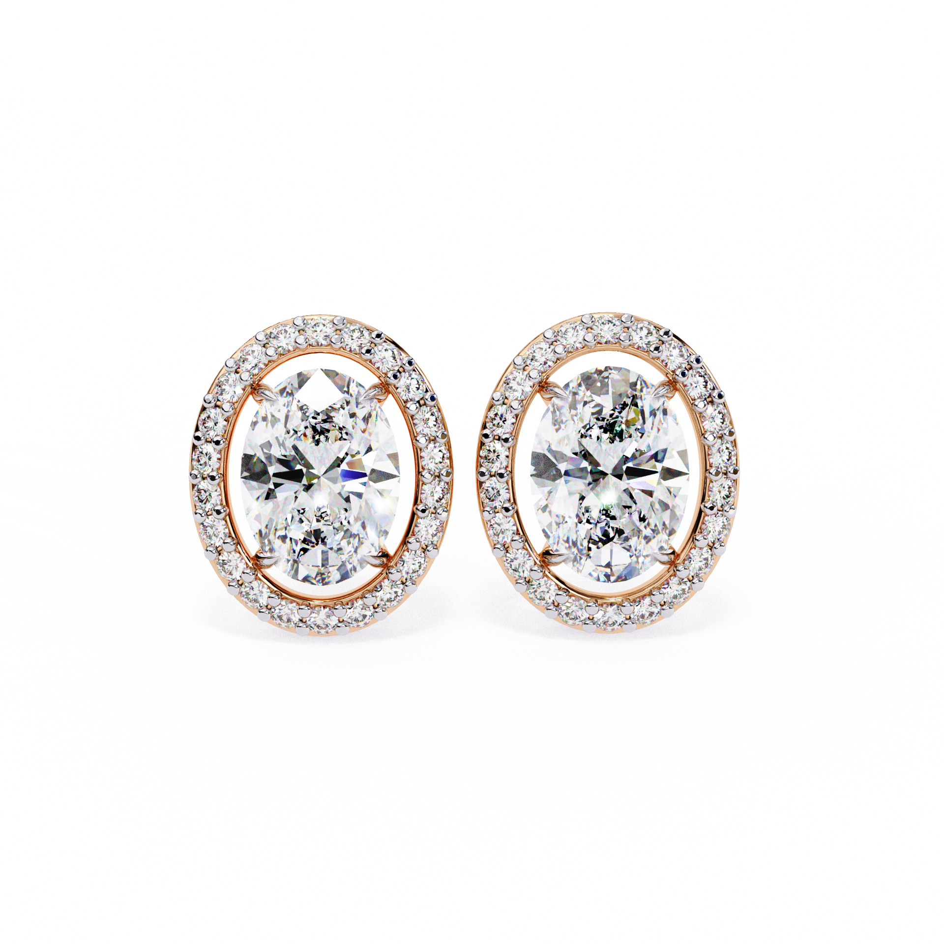 Oval-Cut Lab-grown Diamond Stud Studs in 10K White Gold
