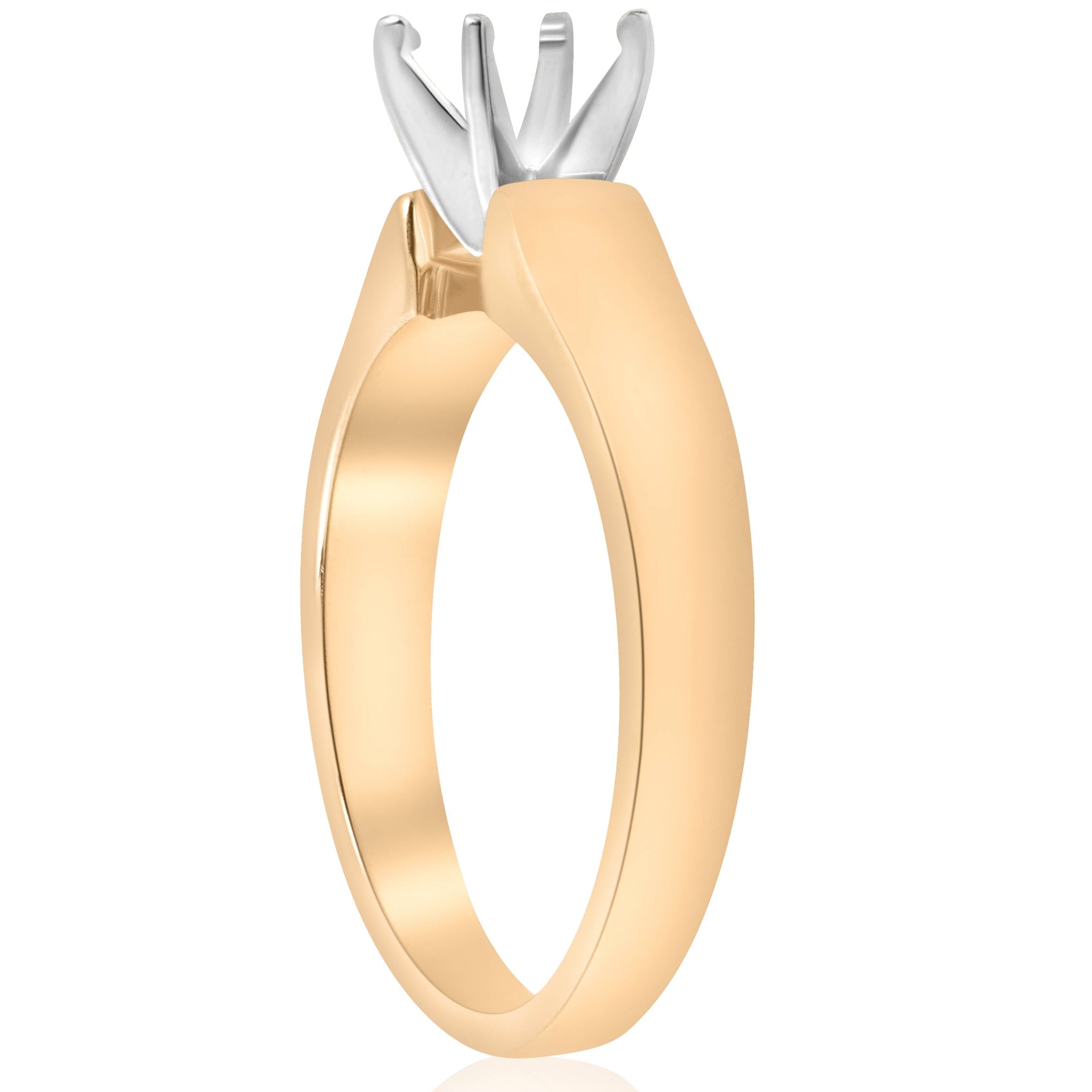 14K Yellow Gold Cathedral Semi Mount Engagement Ring Setting