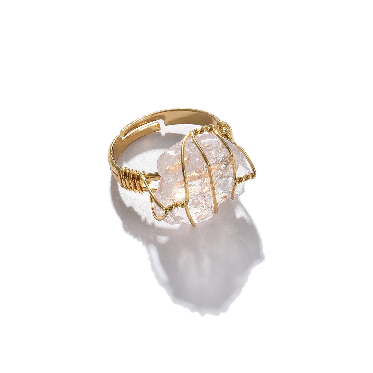 Gold-plated Pink Stone-studded Finger Ring