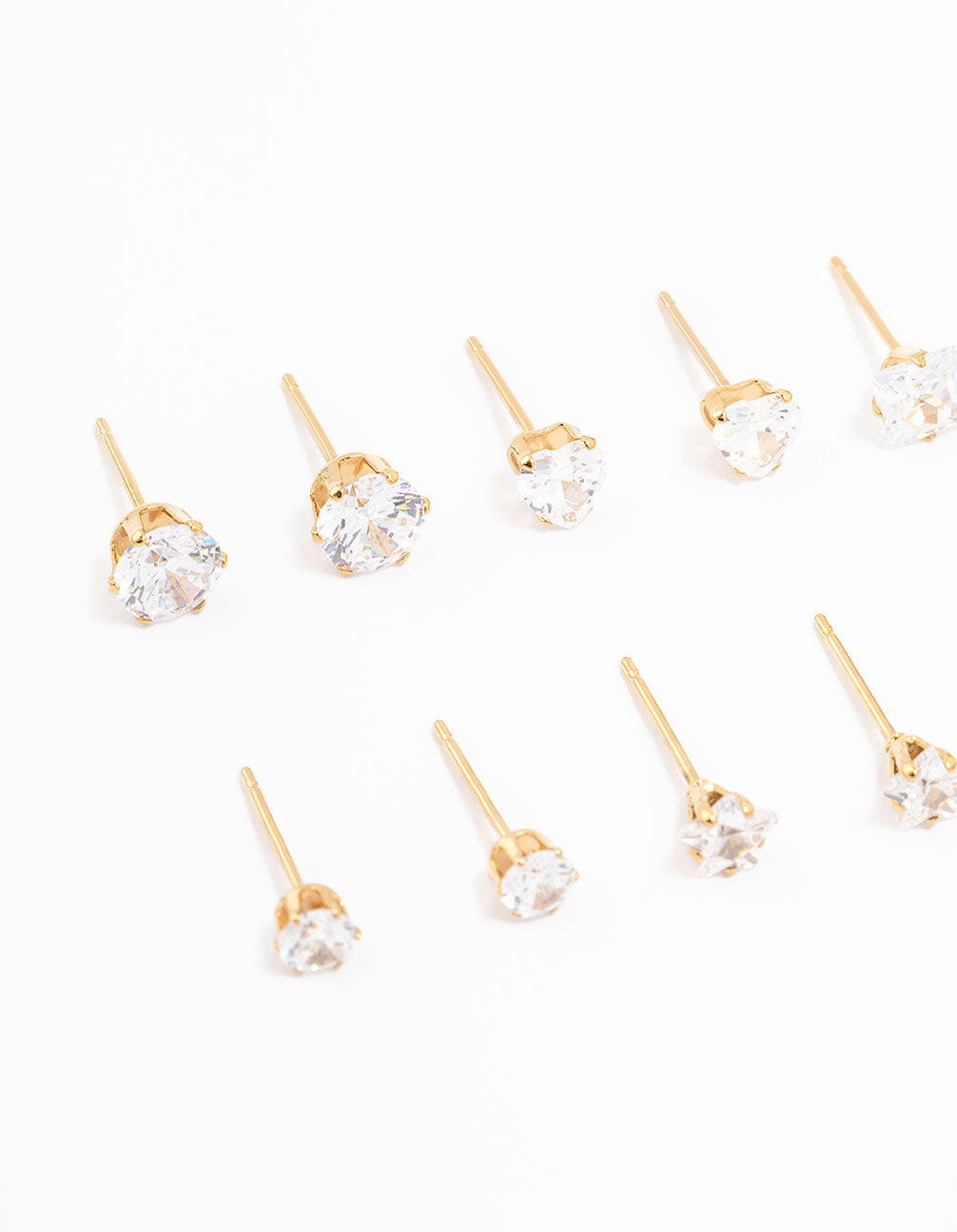 Lovisa Waterproof Gold Plated Stainless Steel Cubic Zirconia Stud Earrings 6-pack