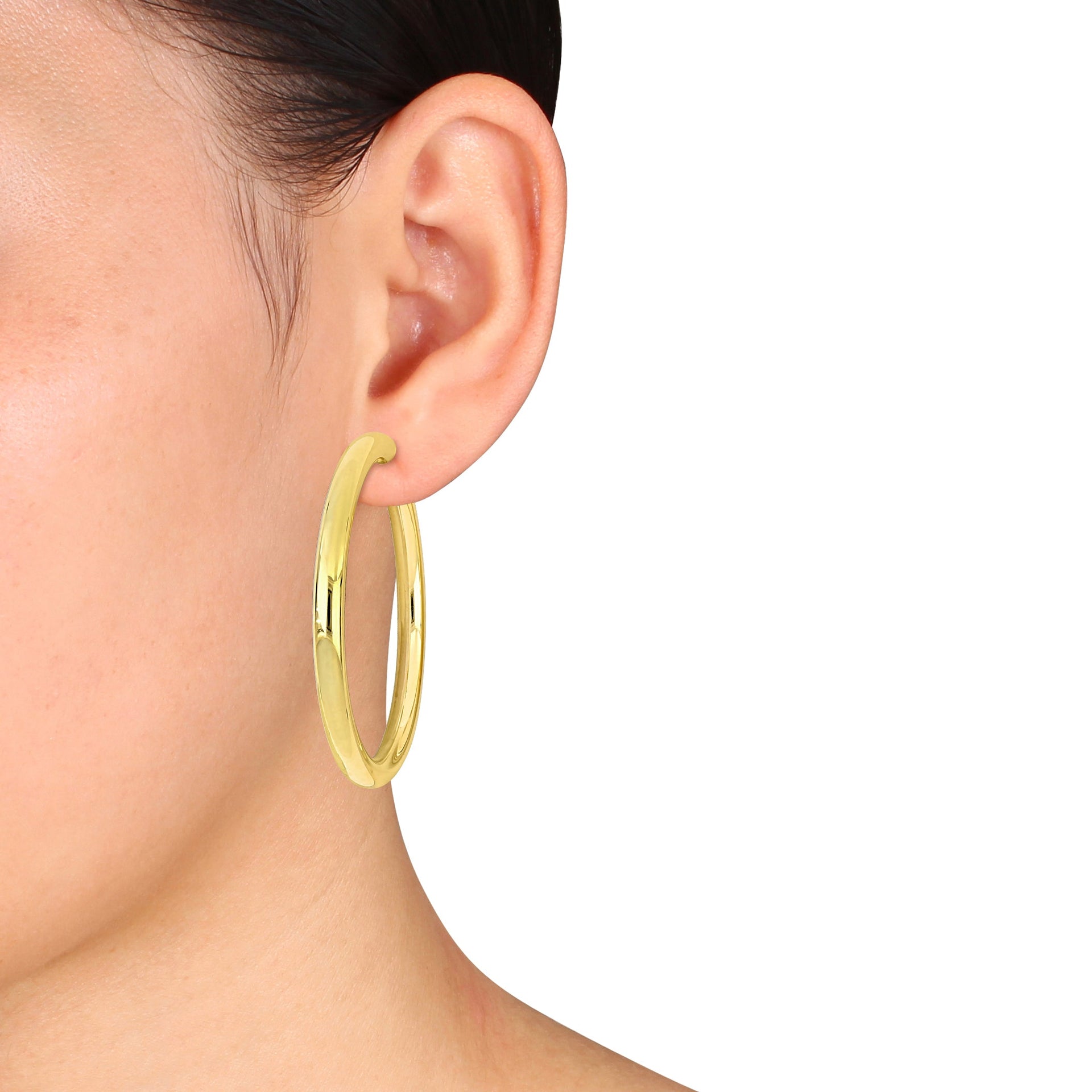 Mimi & Max 60x5mm Hoop Earrings in Yellow Plated Silver