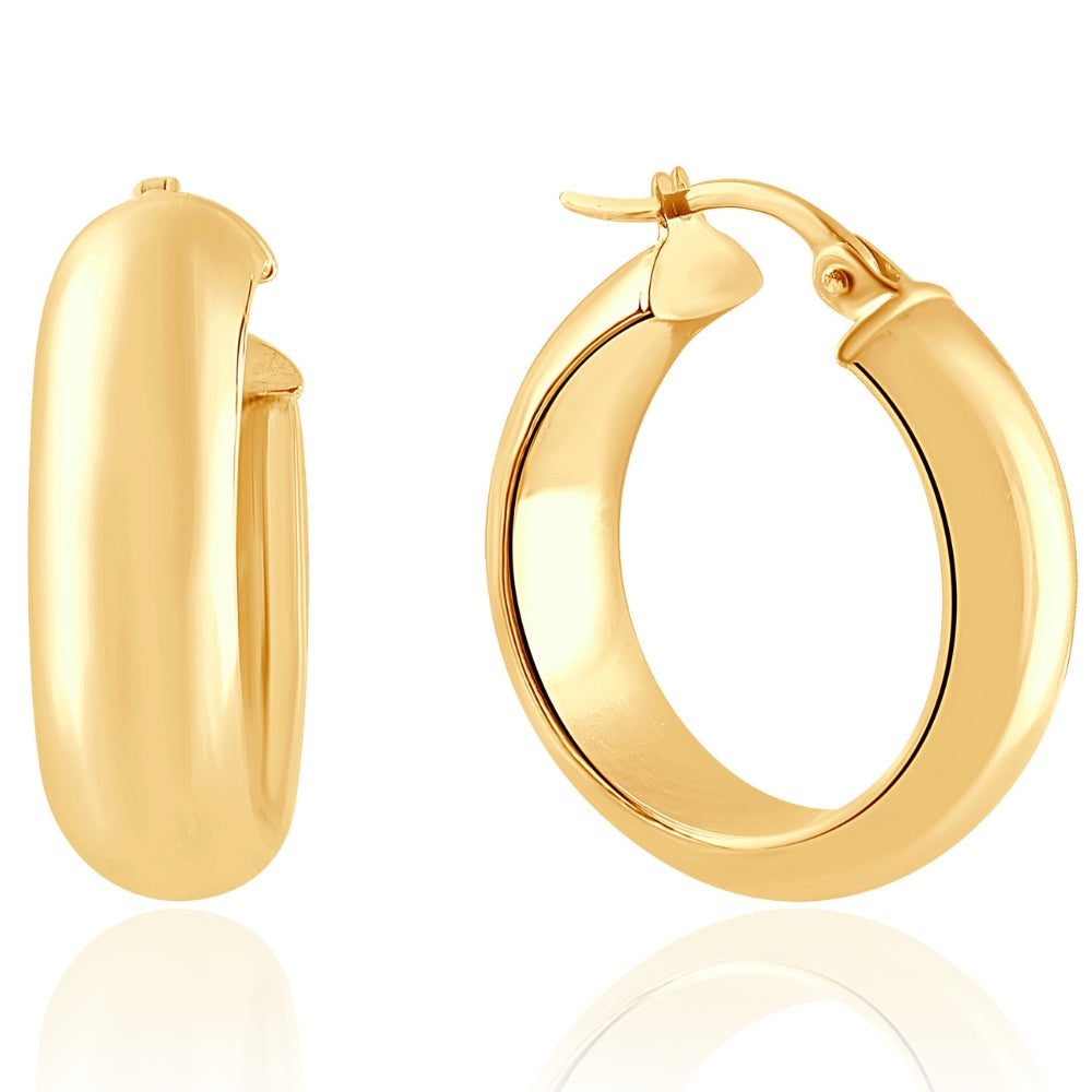 14k Yellow Gold 5.5mm Small Designer Hoops Women's Earrings 3/4' Tall 2.30grams