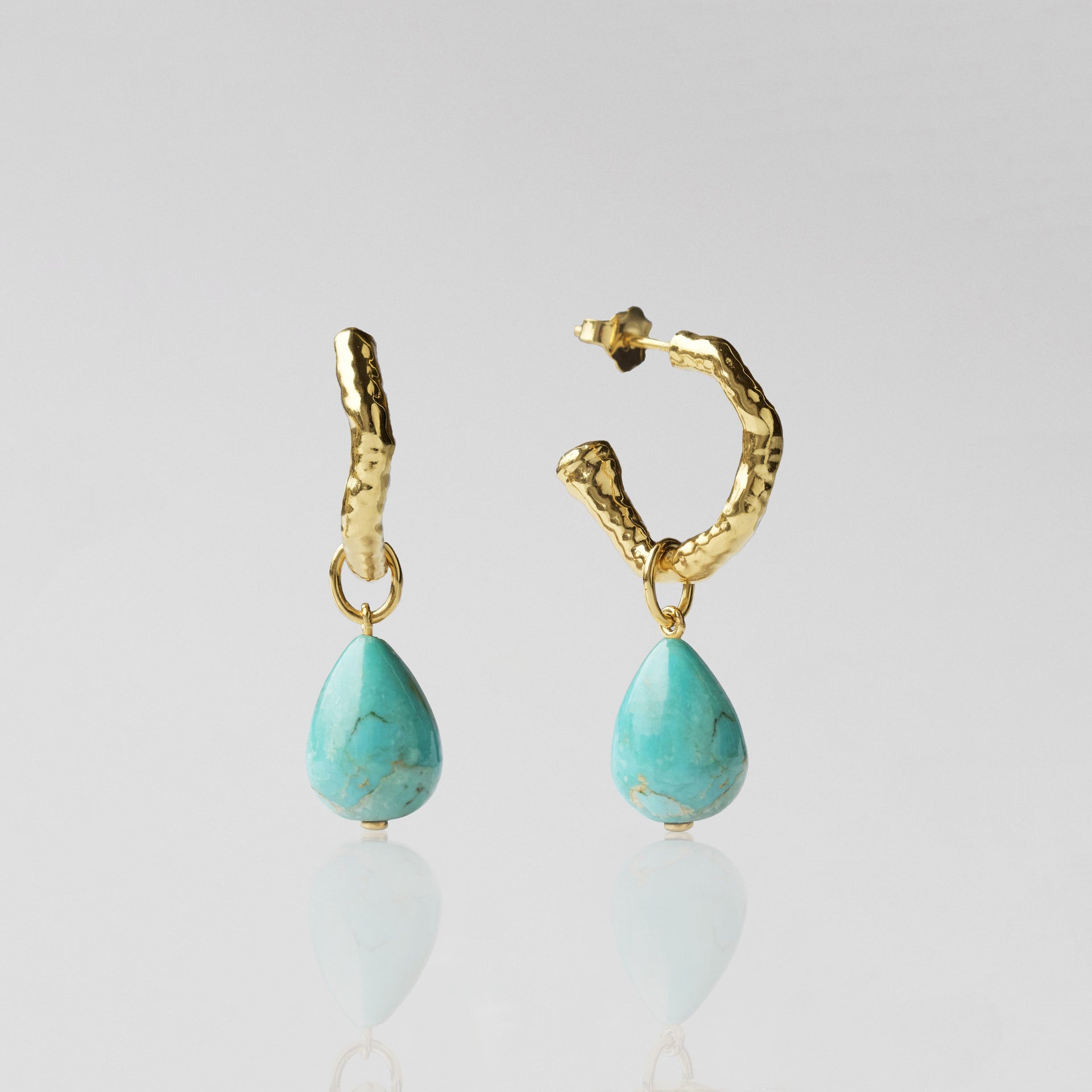 Turquoise Molten Hoop Earring