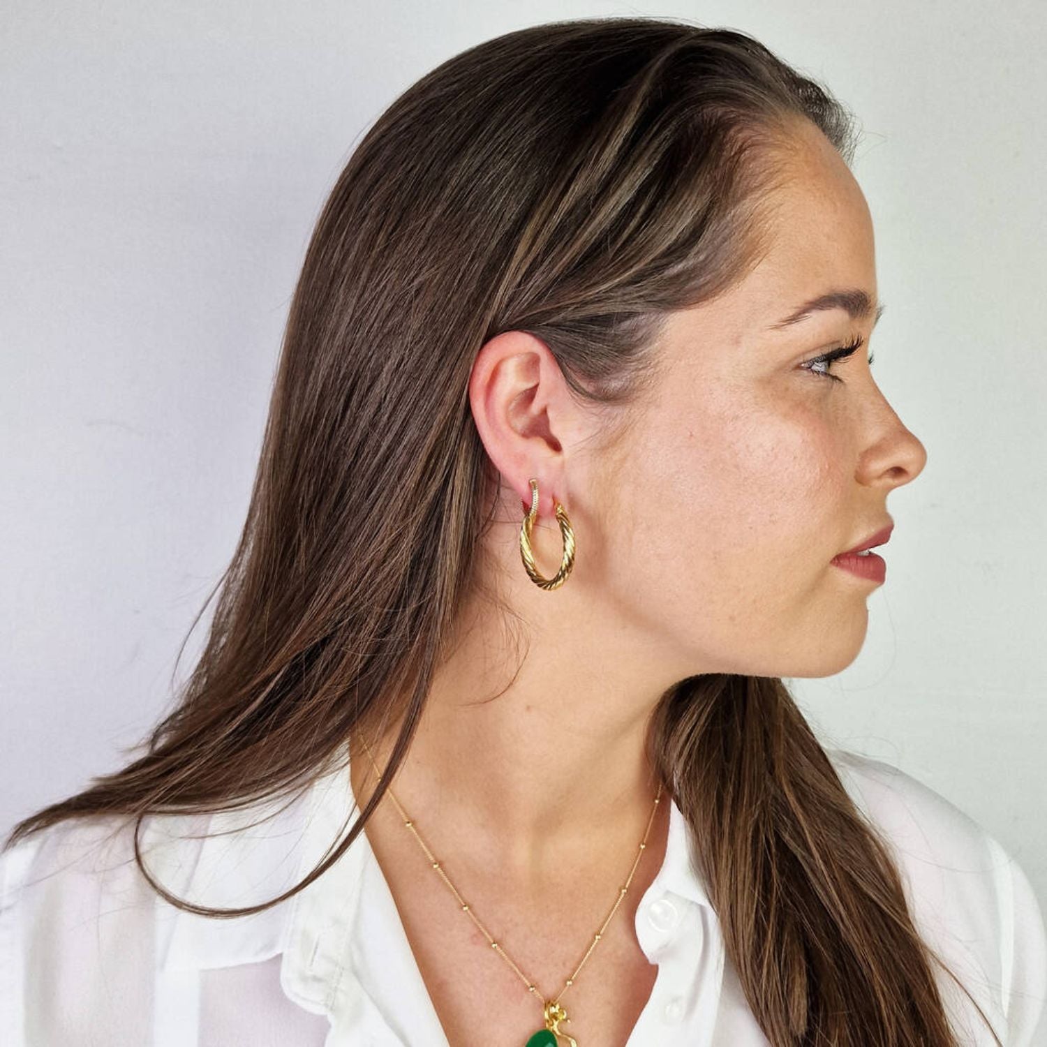 Gold Vermeil Circle Rope Textured Earrings
