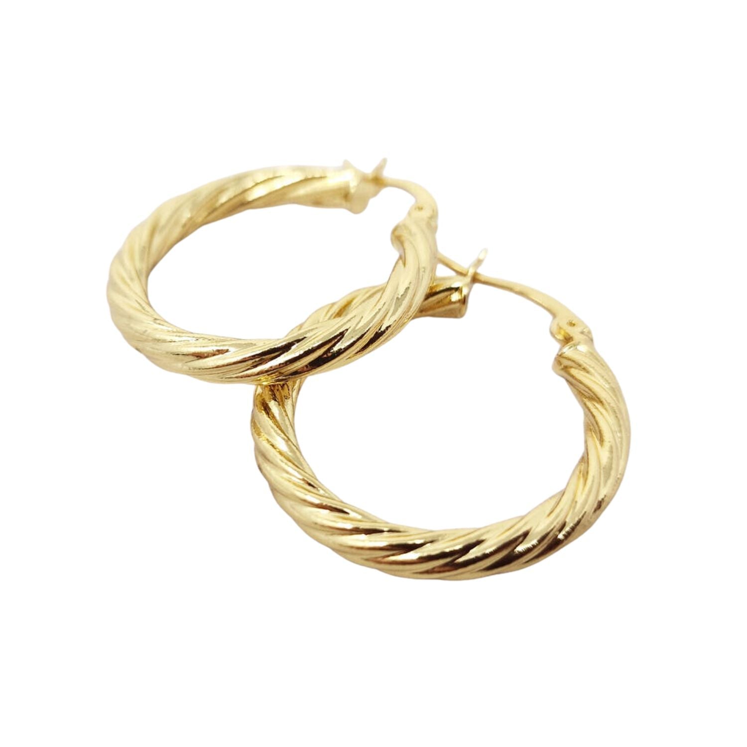 Gold Vermeil Circle Rope Textured Earrings
