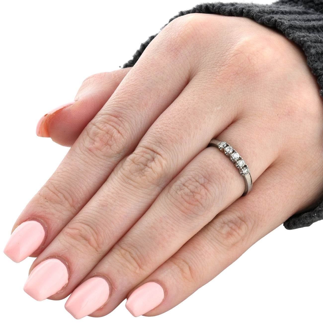 1/4ct Diamond Wedding White Gold Guard Stacker Ring