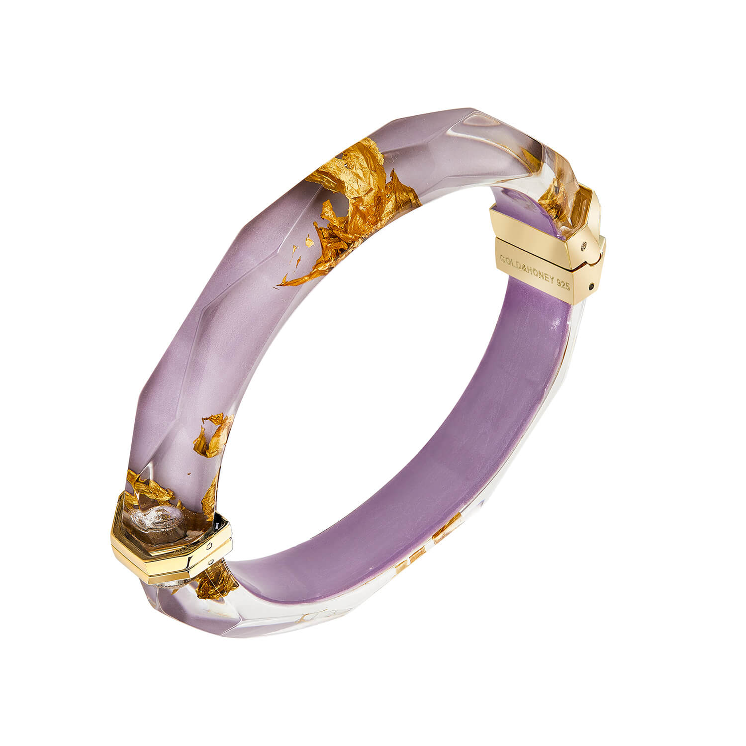 24K Gold Leaf Lucite Bangle In Lavender
