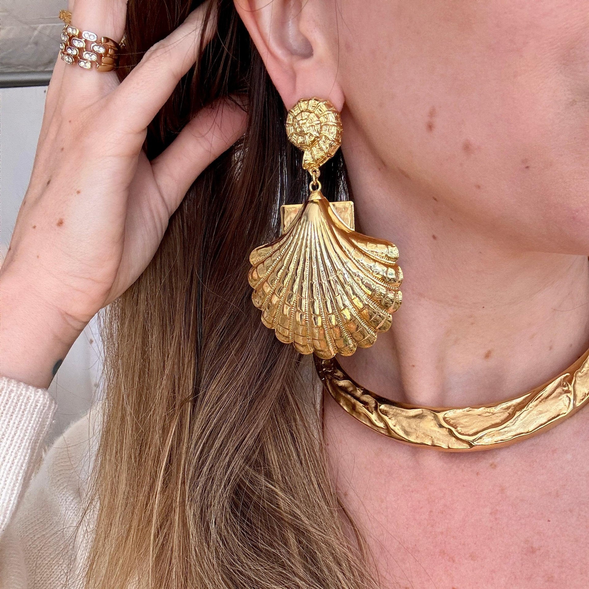 24K Gold Plate Sea Shell Earrings