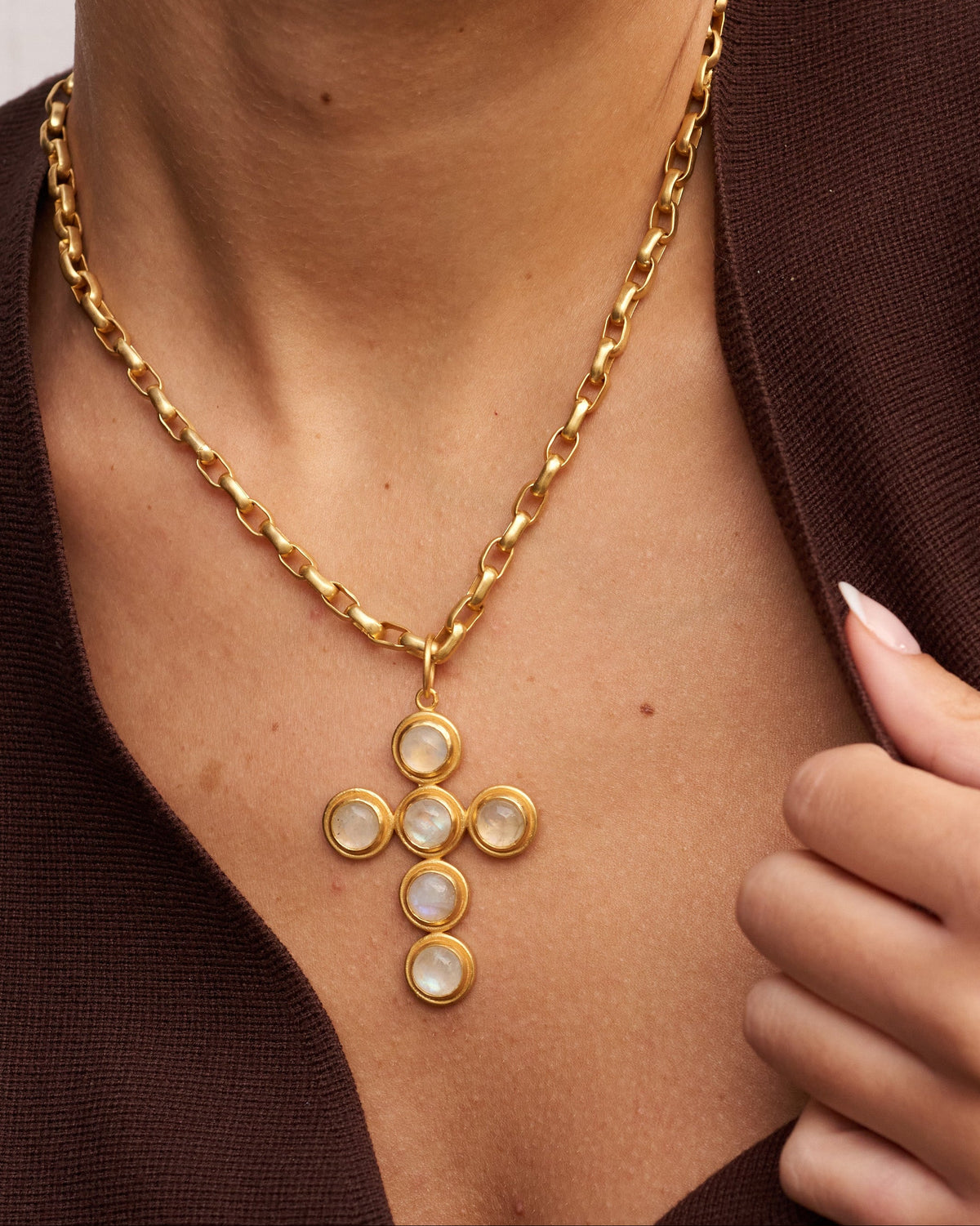 JAIPUR MOONSTONE CROSS PENDANT