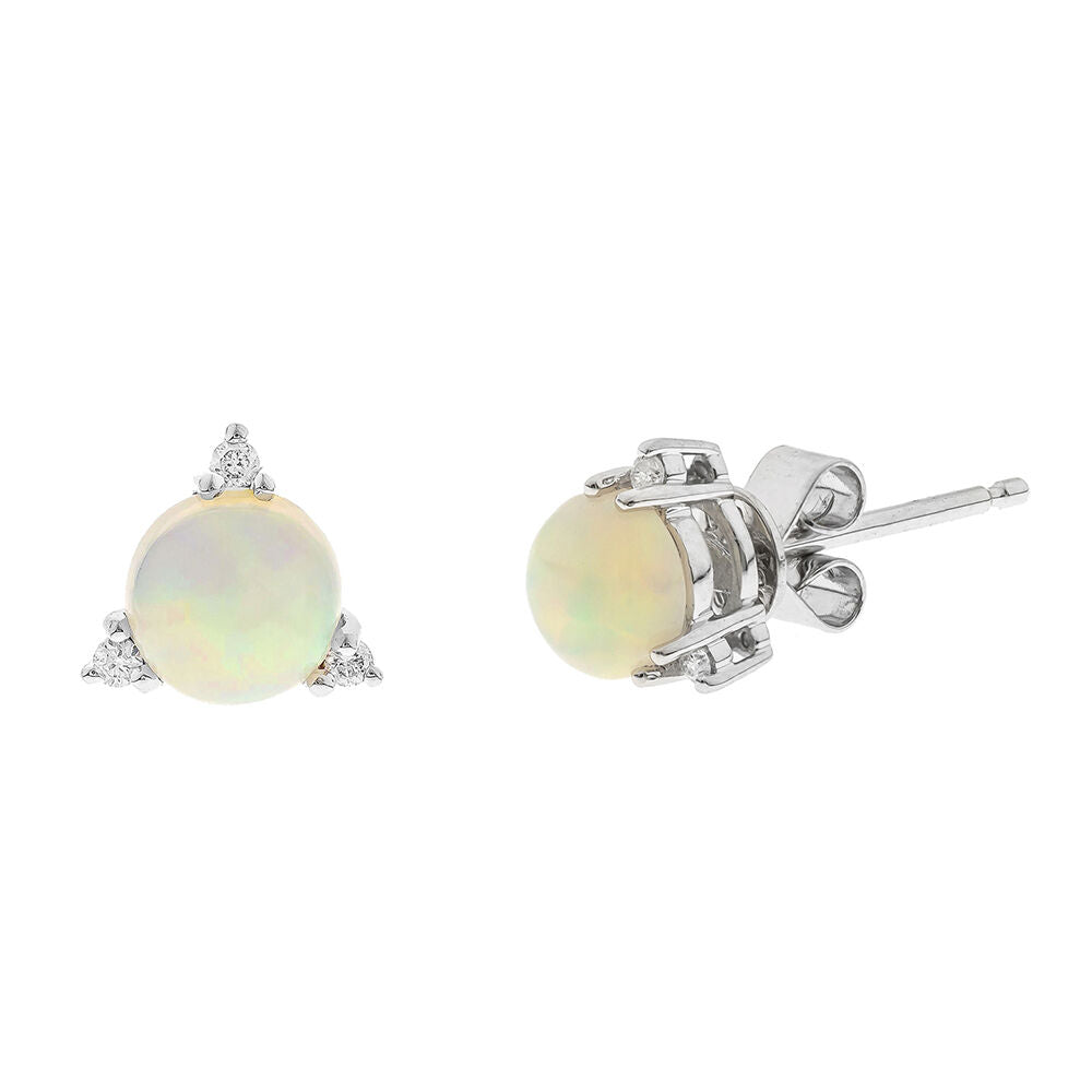 Opal & Diamond Earrings in 10K White Gold