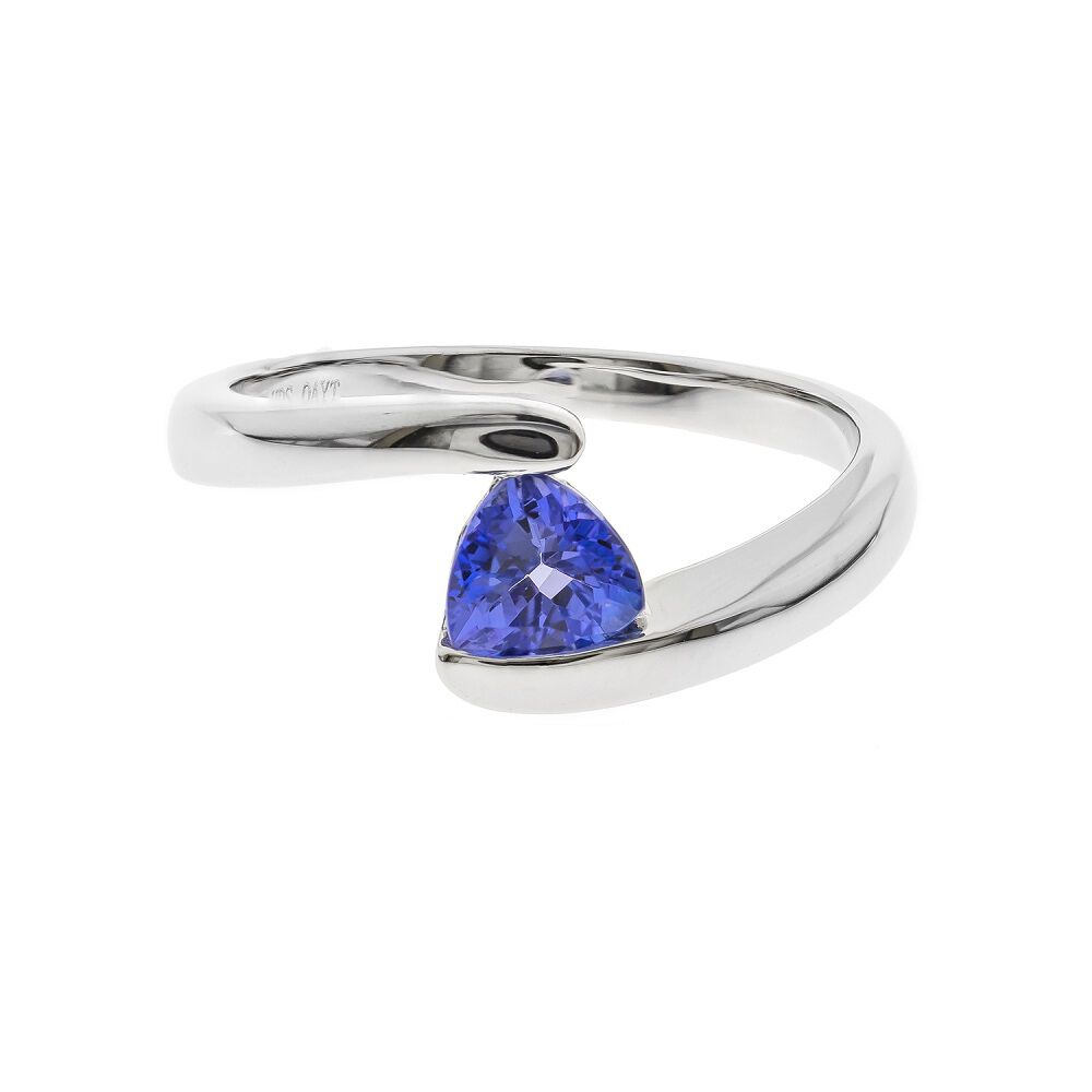 Tanzanite Triangle Bypass Ring in Sterling Silver