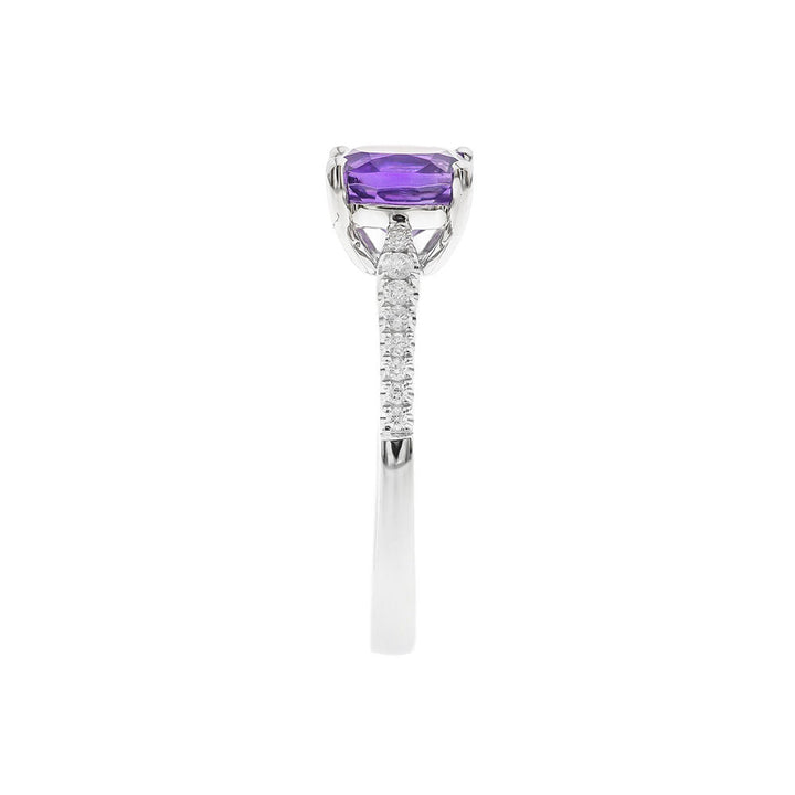 Cushion-Cut Amethyst & Diamond Ring in 10K White Gold (1/18 ct. tw.)