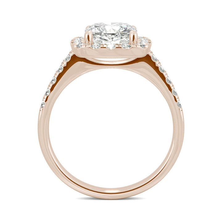 Cushion-Cut Moissanite Halo Ring in 14K Rose Gold (2 5/8 ct. dew)