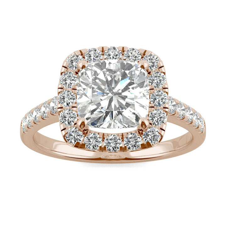 Cushion-Cut Moissanite Halo Ring in 14K Rose Gold (2 5/8 ct. dew)