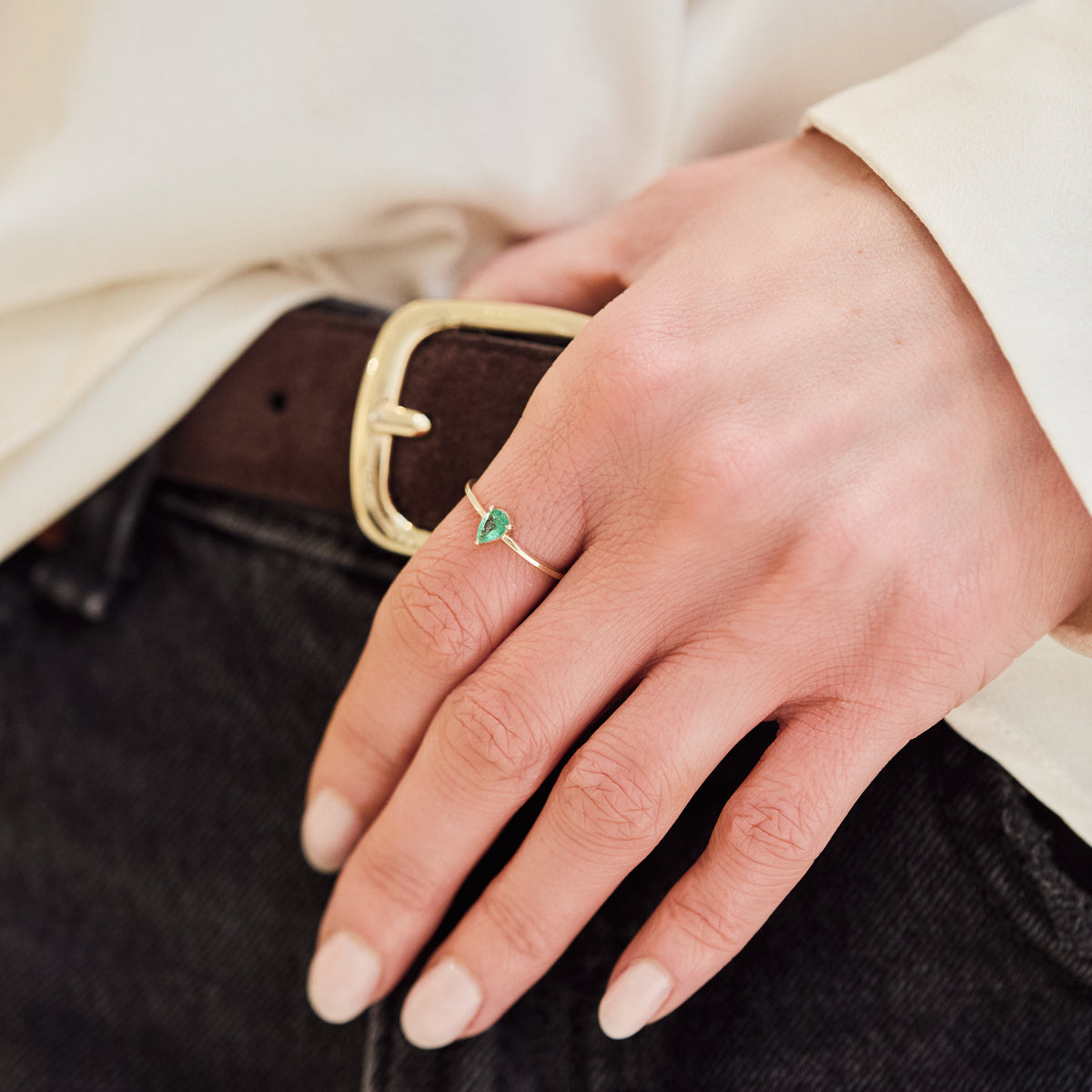 Cleo Emerald Pear Ring