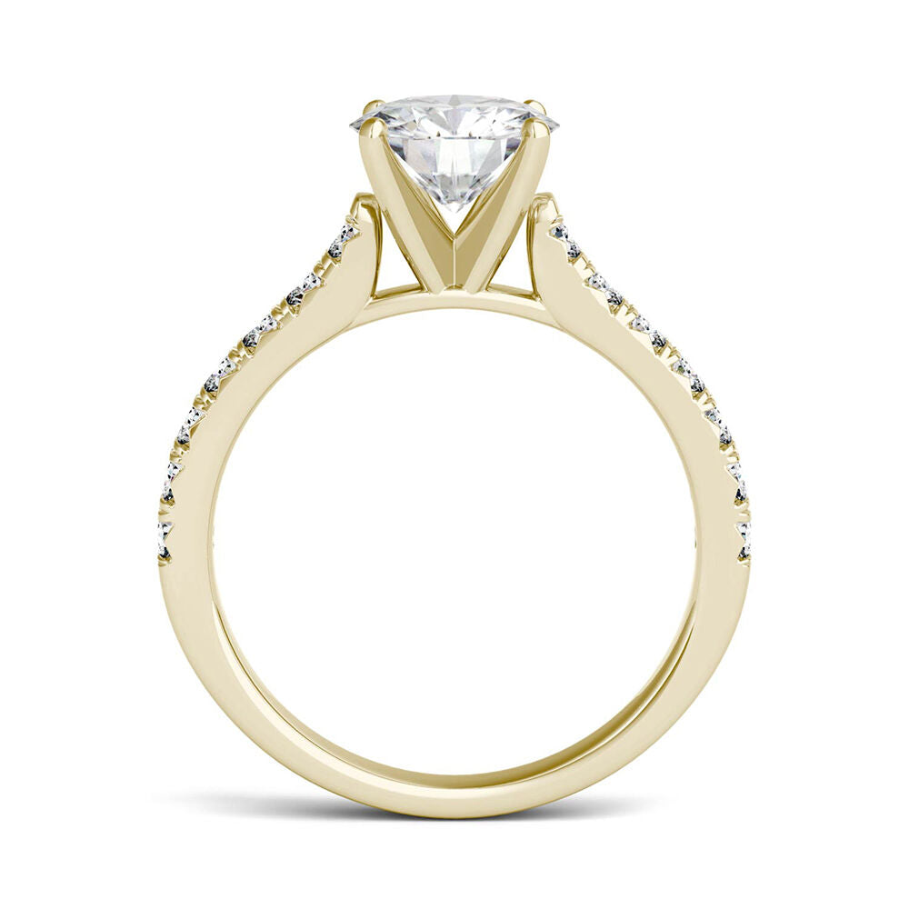 Hearts & Arrows Moissanite Ring in 14K Yellow Gold (1 7/8 ct. dew)