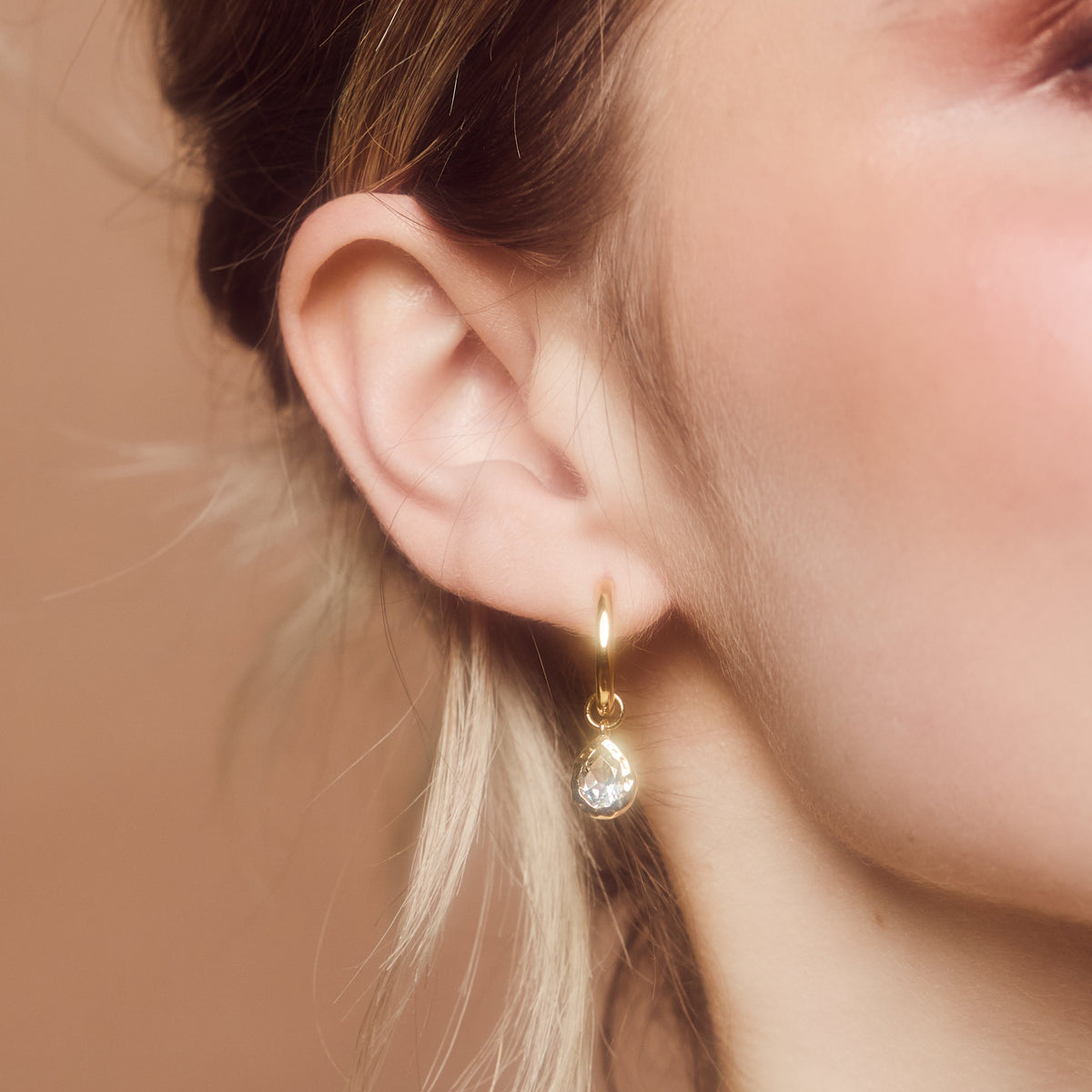 Molten Green Amethyst Drop Hoop Earrings