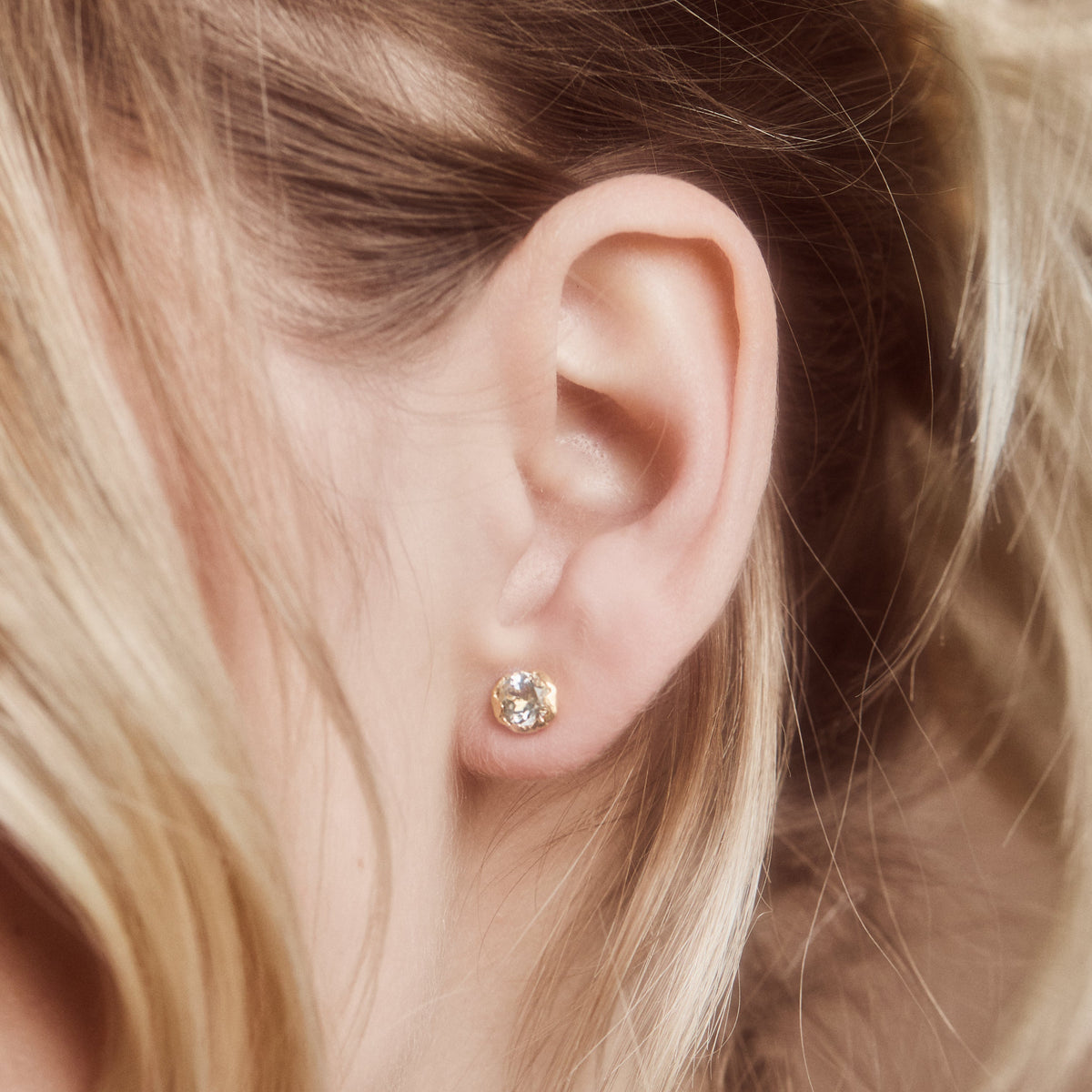 Molten Green Amethyst Stud Earrings