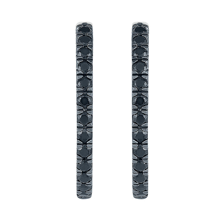 Black Diamond Hoop Earrings in Sterling Silver (1/2 ct. tw.)