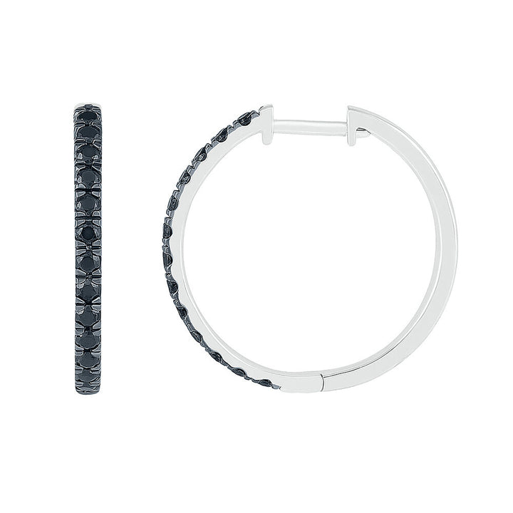 Black Diamond Hoop Earrings in Sterling Silver (1/2 ct. tw.)