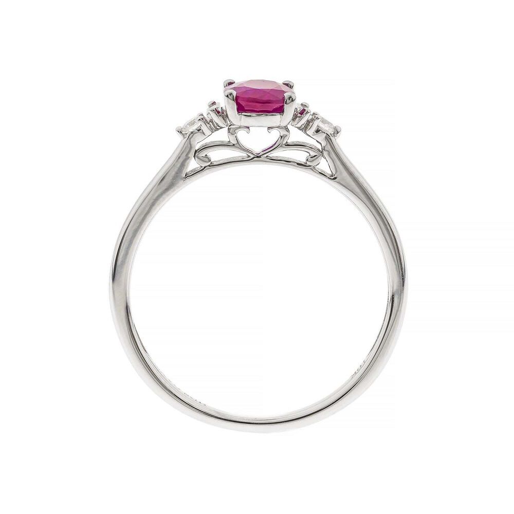 Ruby & Diamond Ring in 10K White Gold