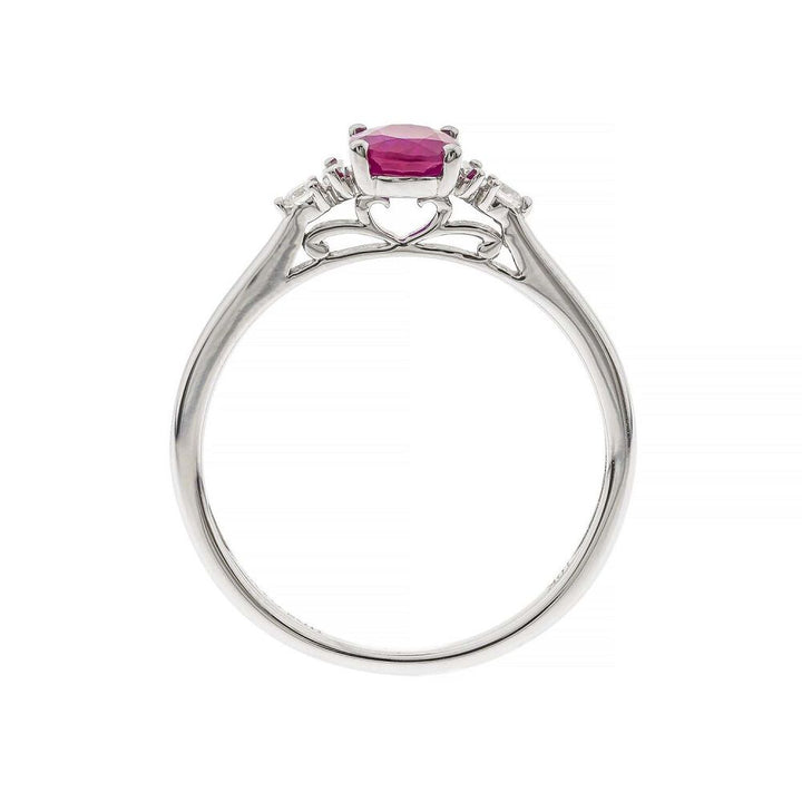 Ruby & Diamond Ring in 10K White Gold