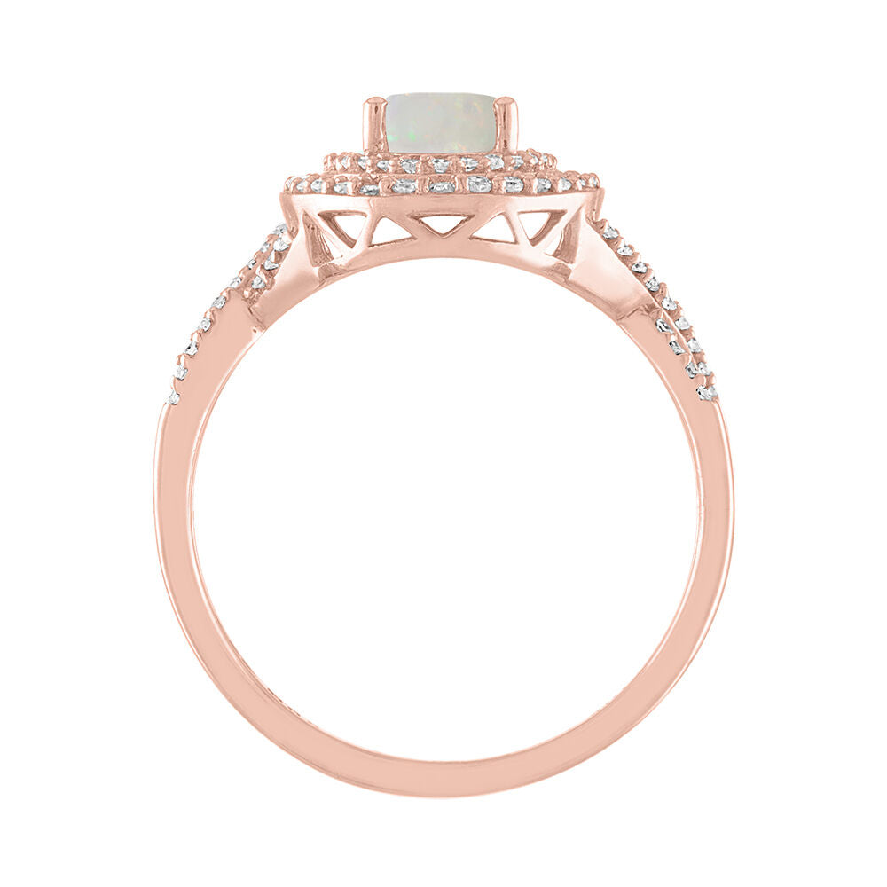 Opal & 1/3 ct. tw. Diamond Ring in 10K Rose Gold