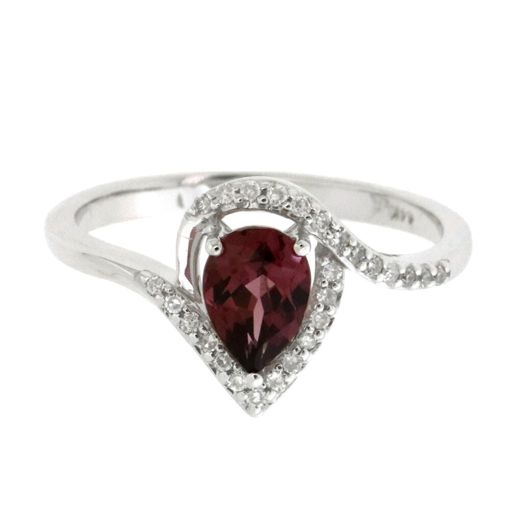 Rhodolite Garnet Ring with Diamond Halo in 10K White Gold (1/8 ct. tw.)