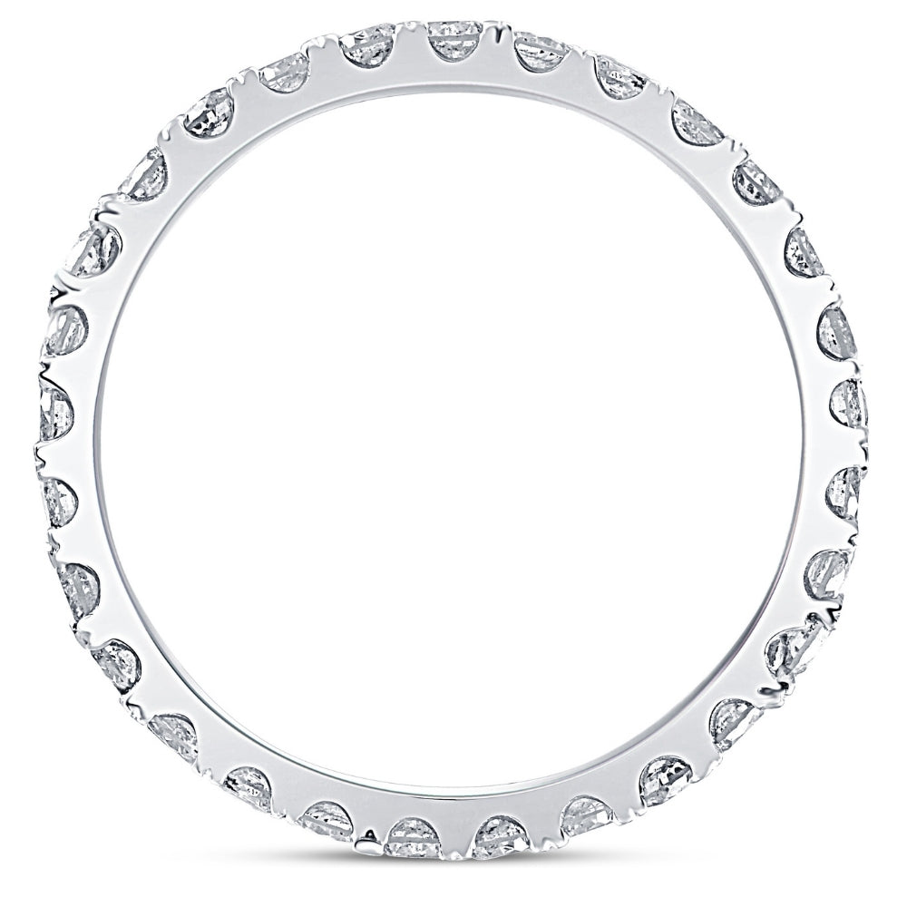 7/8 ctw Diamond Eternity Ring Stackable French Prong Wedding Band 14k Gold White