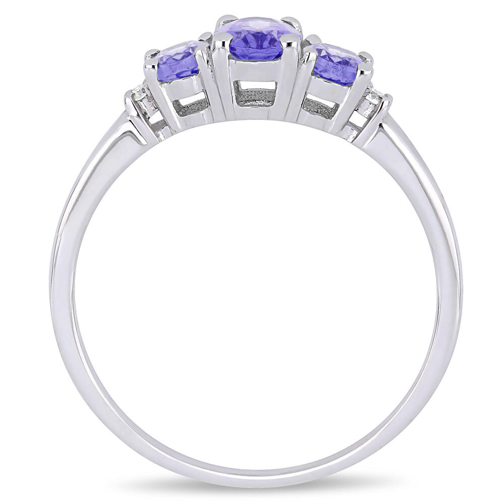 Tanzanite & Diamond Ring in 10K White Gold