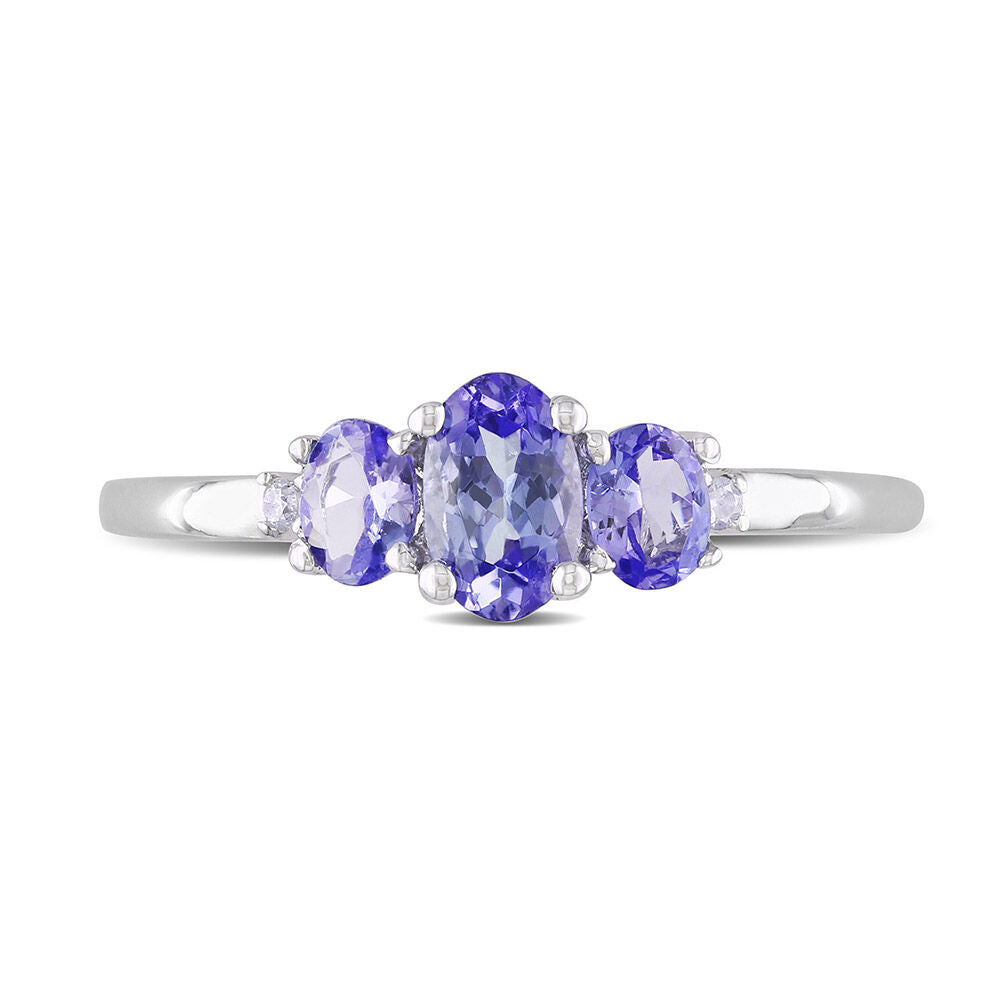 Tanzanite & Diamond Ring in 10K White Gold