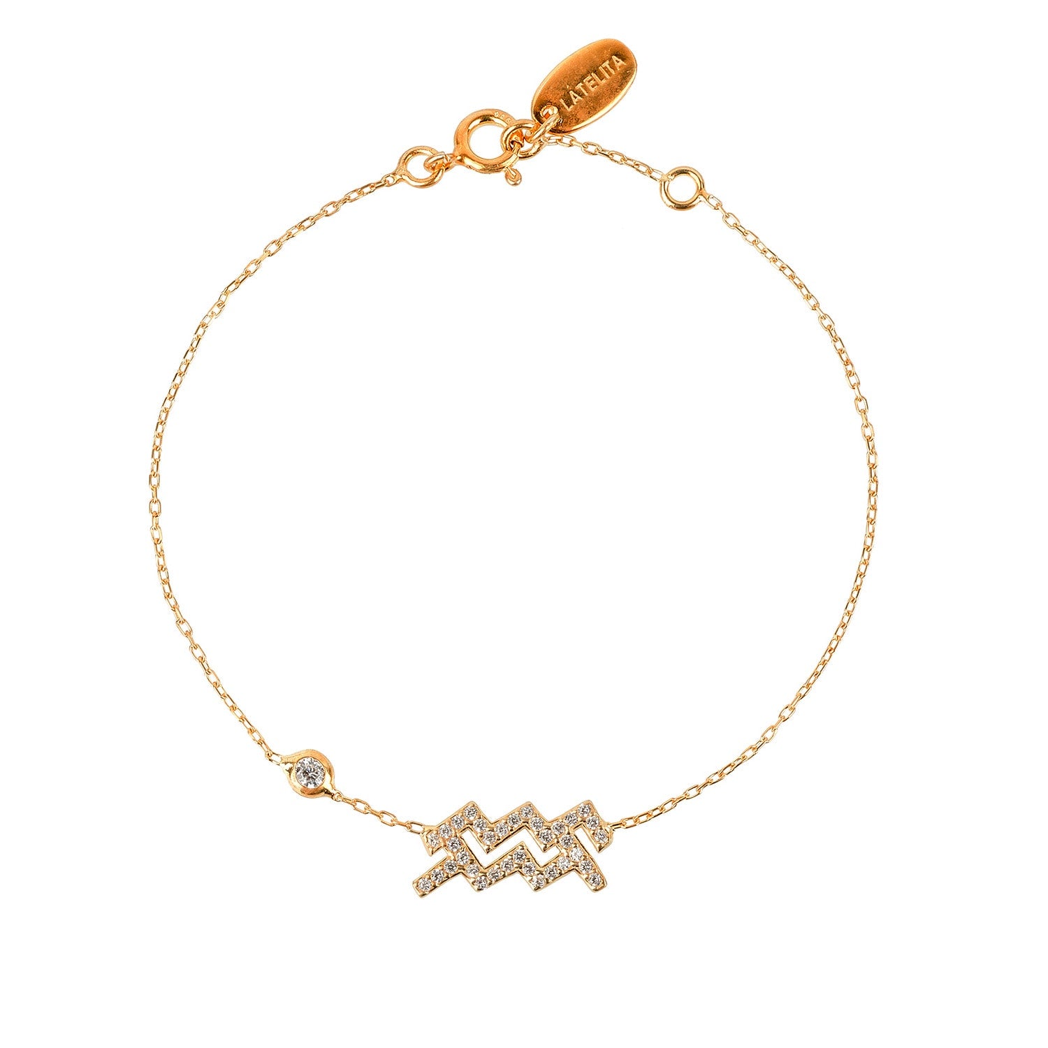 Zodiac Horoscope Star Sign Bracelet Aquarius Gold