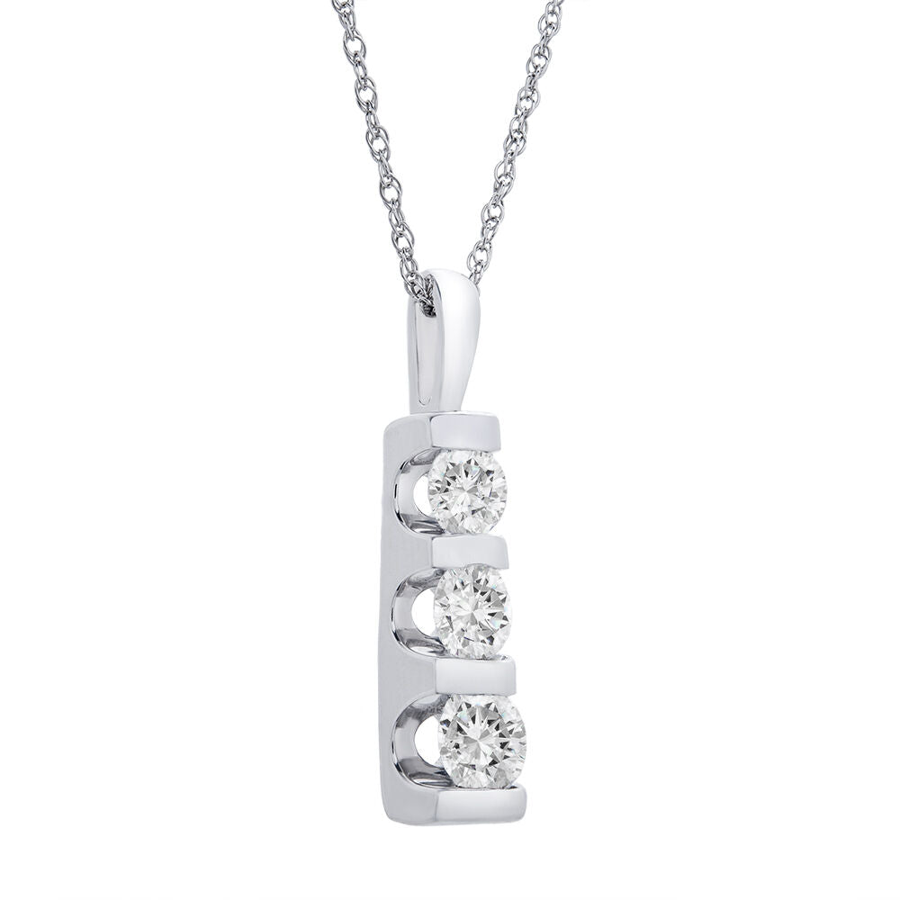 1/2 ct. tw. Diamond Bar Pendant in 10K White Gold