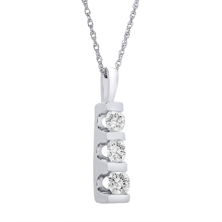 1/2 ct. tw. Diamond Bar Pendant in 10K White Gold