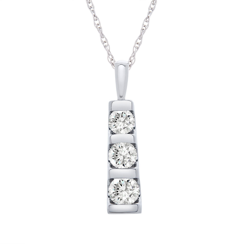 1/2 ct. tw. Diamond Bar Pendant in 10K White Gold