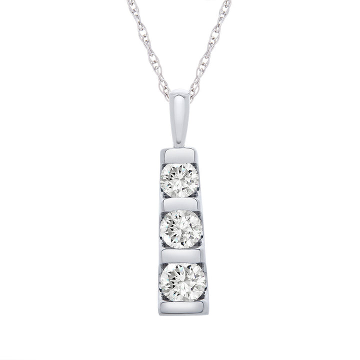 1/2 ct. tw. Diamond Bar Pendant in 10K White Gold
