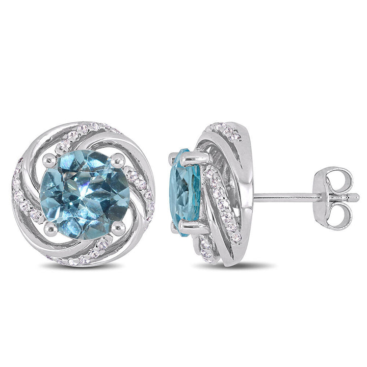 Blue & White Topaz Earrings in Sterling Silver