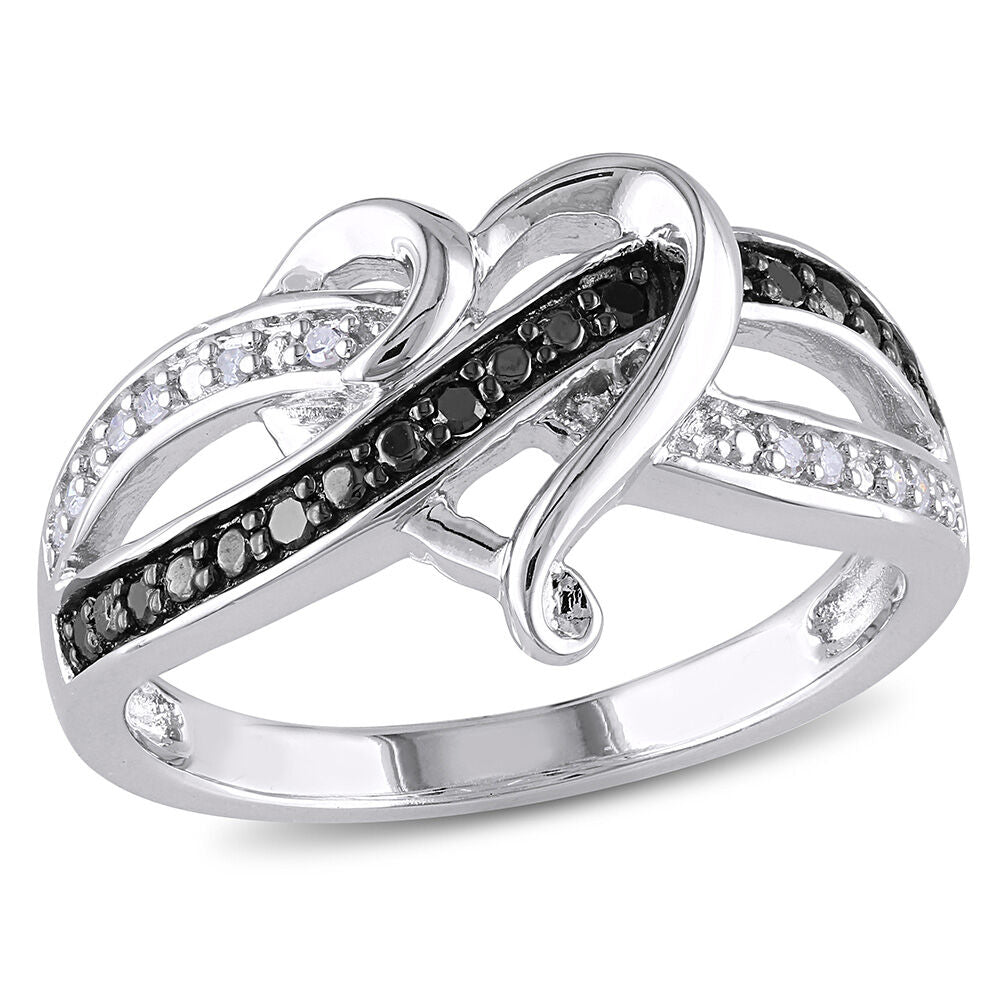 1/8 ct. tw. Black & White Diamond Heart Ring in Sterling Silver